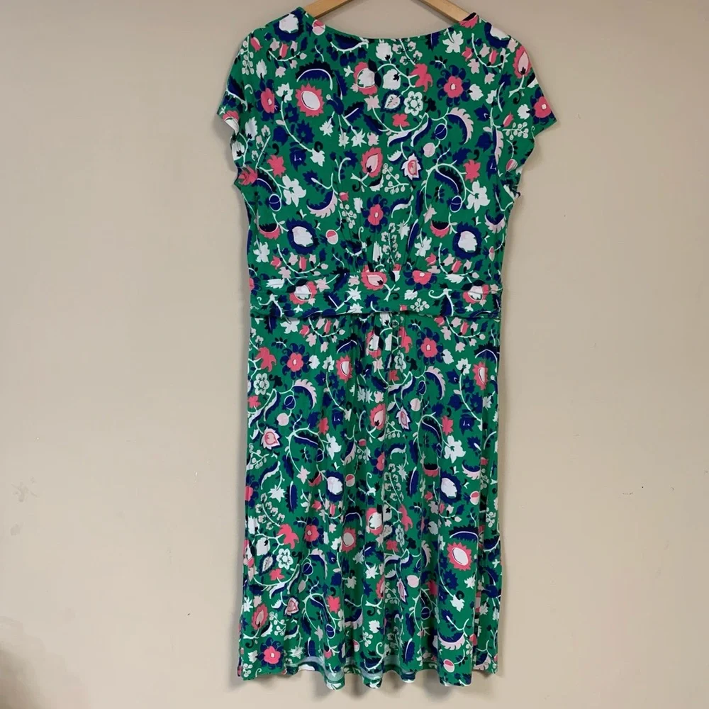 BODEN Dress Womens 12 Amelie Floral Green Jersey Soft Paisley Comfortable Summer - Picture 6 of 11